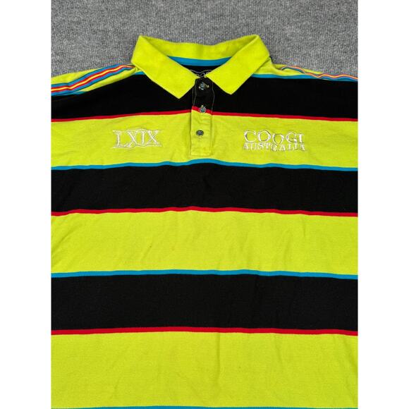 COOGI Vtg Embroidered Crest Shirt Mens XL Stripe Collared Polo Y2K Hip Hop - Picture 4 of 16